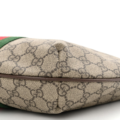 Gucci GG Supreme Monogram Textured Dollar Calfskin Web Small Ophidia Half Moon Hobo Beige Ebony New Acero 10 of 13