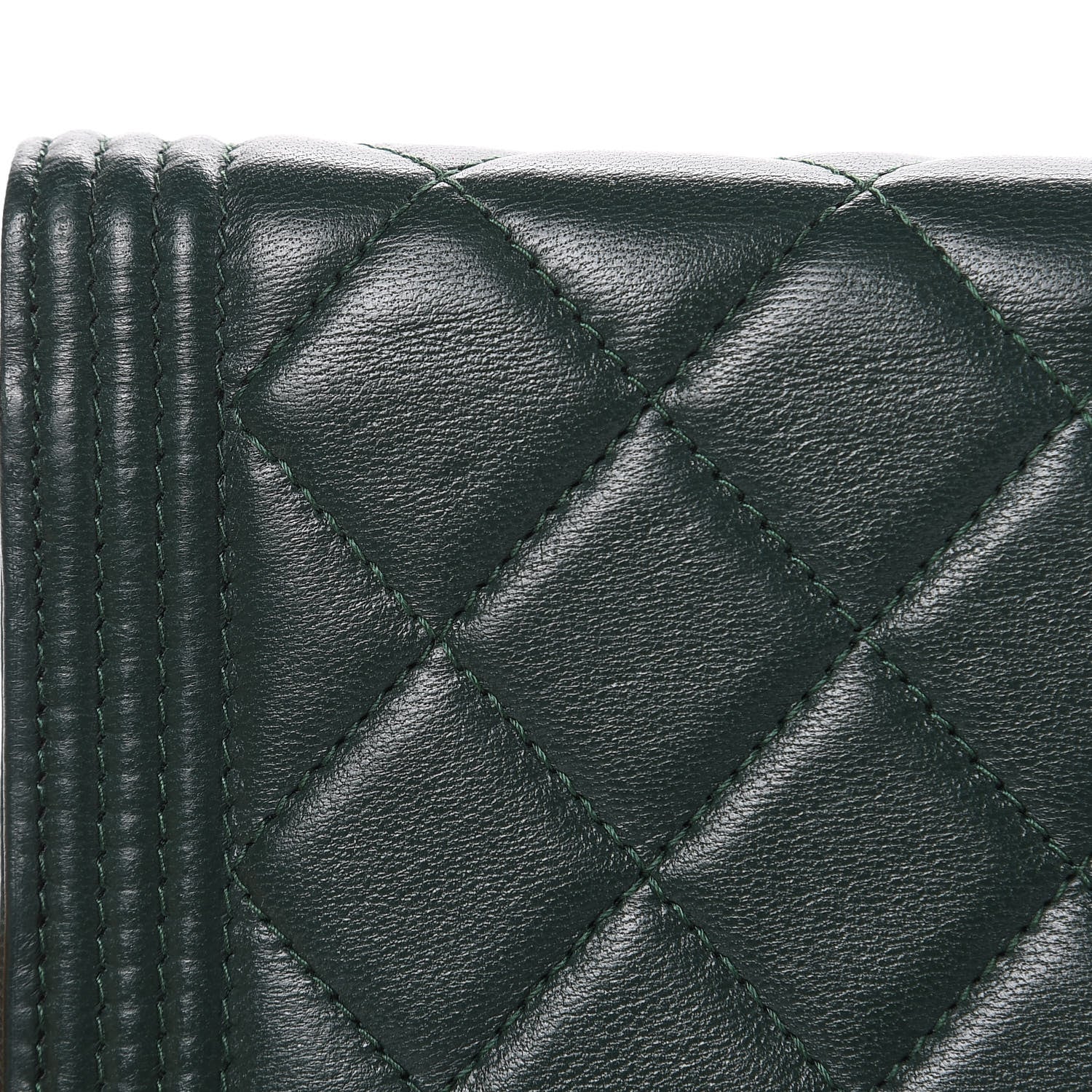 Chanel Lambskin Quilted Boy Wallet On Chain WOC Green 11 of 14