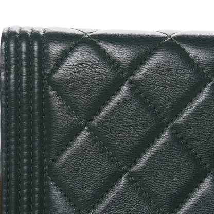 Chanel Lambskin Quilted Boy Wallet On Chain WOC Green 11 of 14