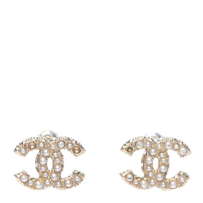 Chanel Metal Pearl CC Earrings Gold 1 of 5