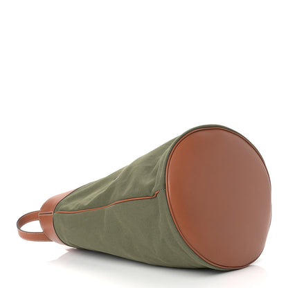 Celine Canvas Smooth Calfskin Medium Bucket Bag Khaki Tan 4 of 9
