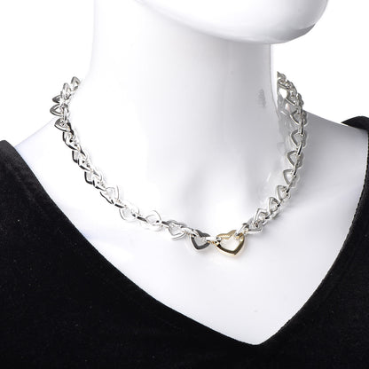 Tiffany Sterling Silver 18K Yellow Gold Heart Link Necklace 2 of 6