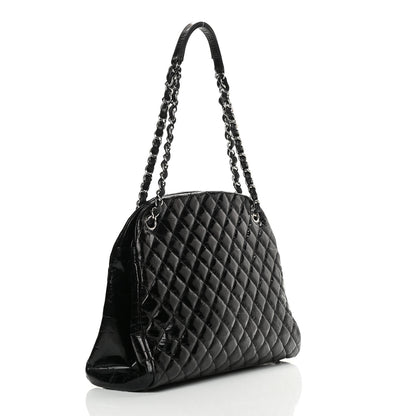 Chanel Glazed Calfskin Quilted Large Just Mademoiselle Bowling Bag Black 3 of 19