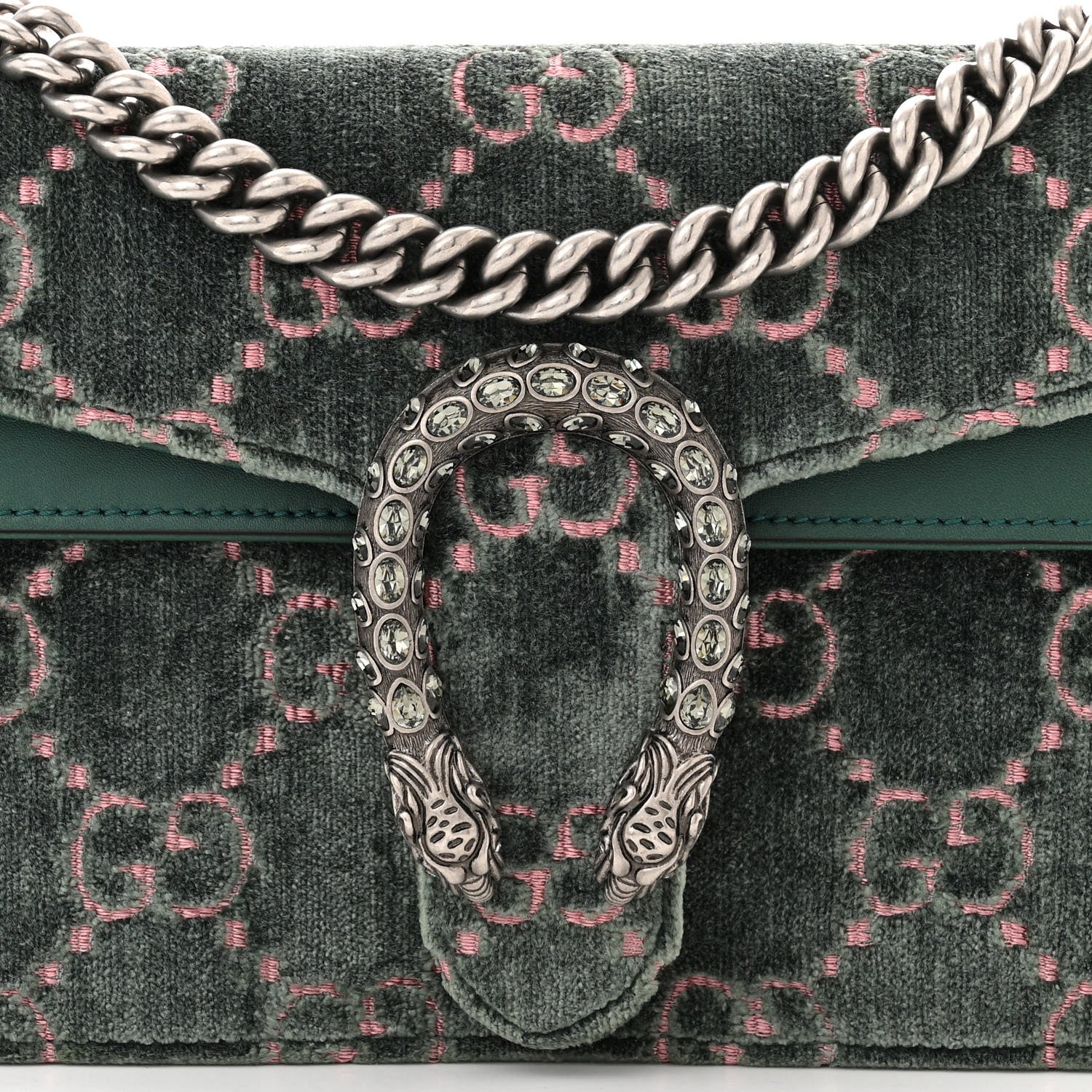 Gucci Velvet Moon Calfskin Crystal GG Monogram Small Dionysus Shoulder Bag Avio Dusty Pink Black Diamond 8 of 11