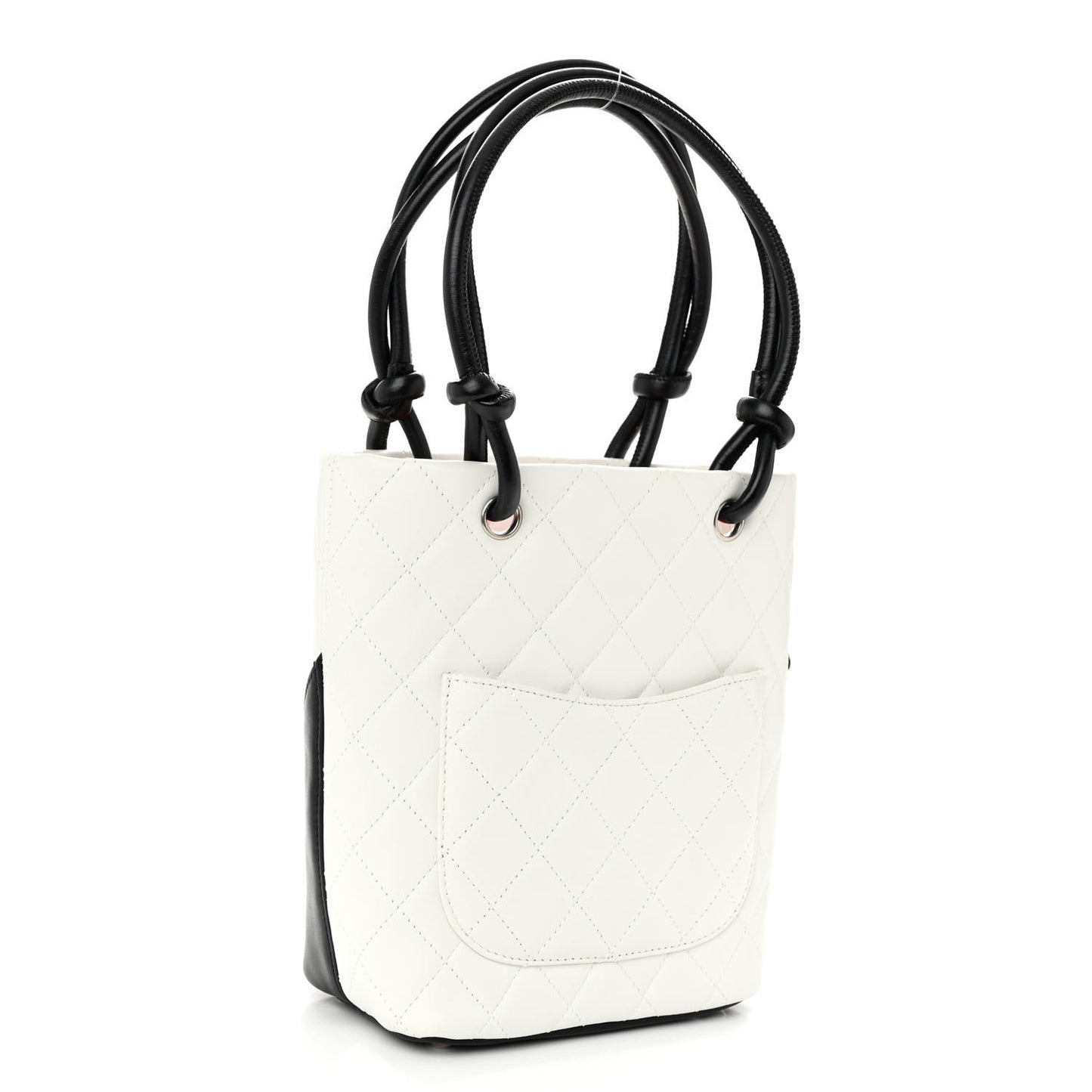 Calfskin Quilted Small Cambon Tote White Black