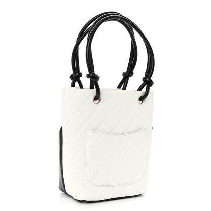 Chanel Calfskin Quilted Small Cambon Tote White Black 3 of 11