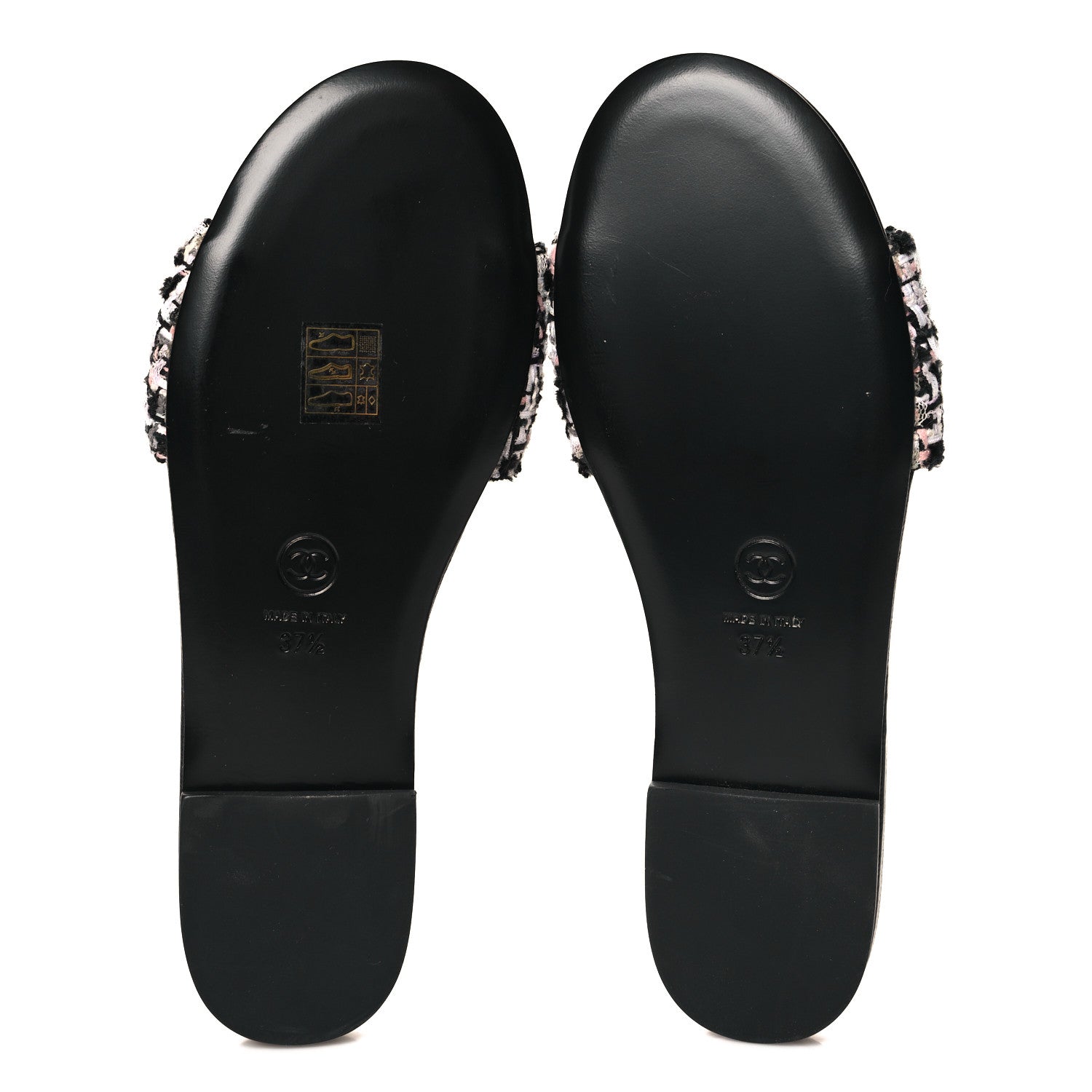 Chanel Tweed CC Chain Mule Sandals 37.5 Black Multicolor 6 of 10