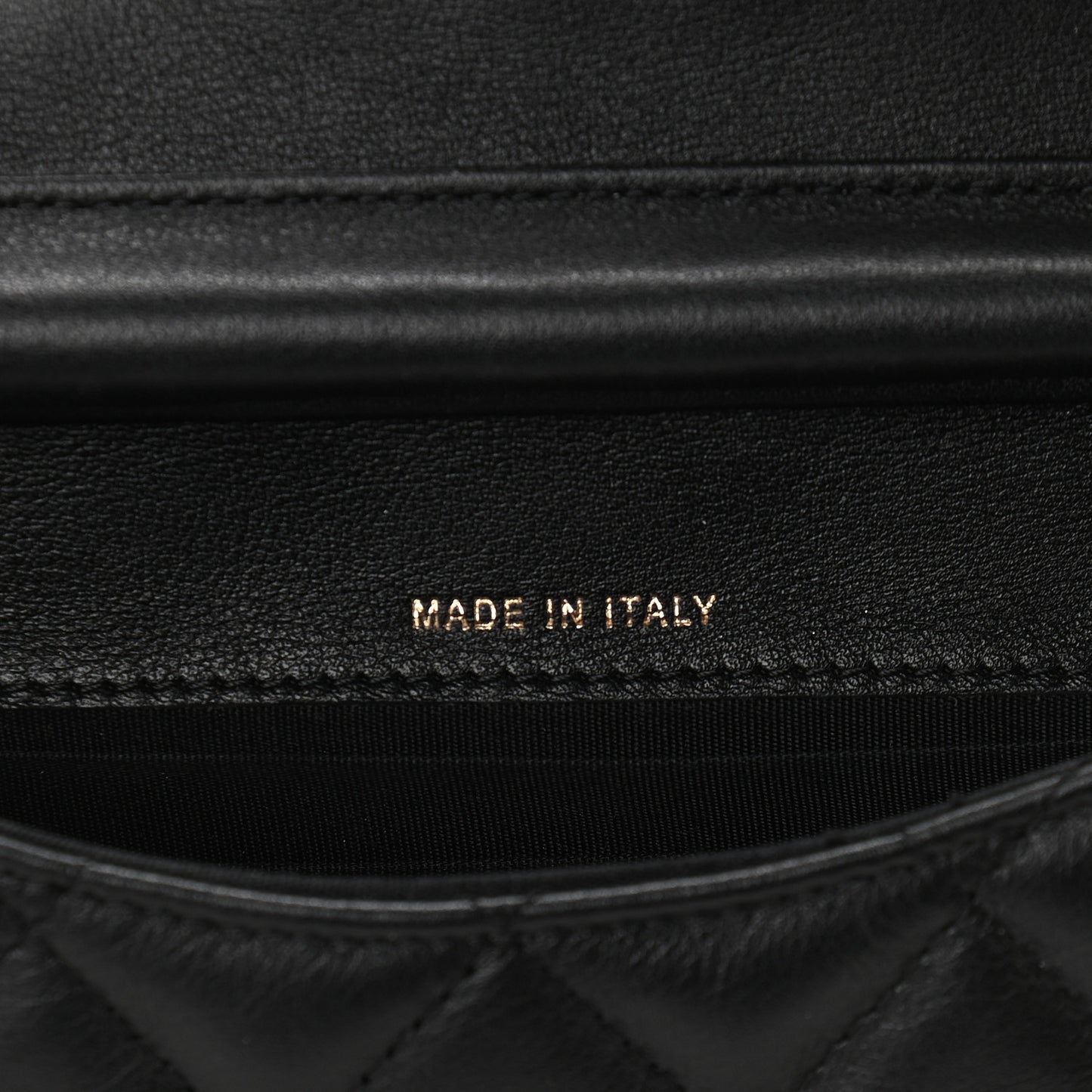 Calfskin Quilted Coco Mail Clutch With Chain Black
