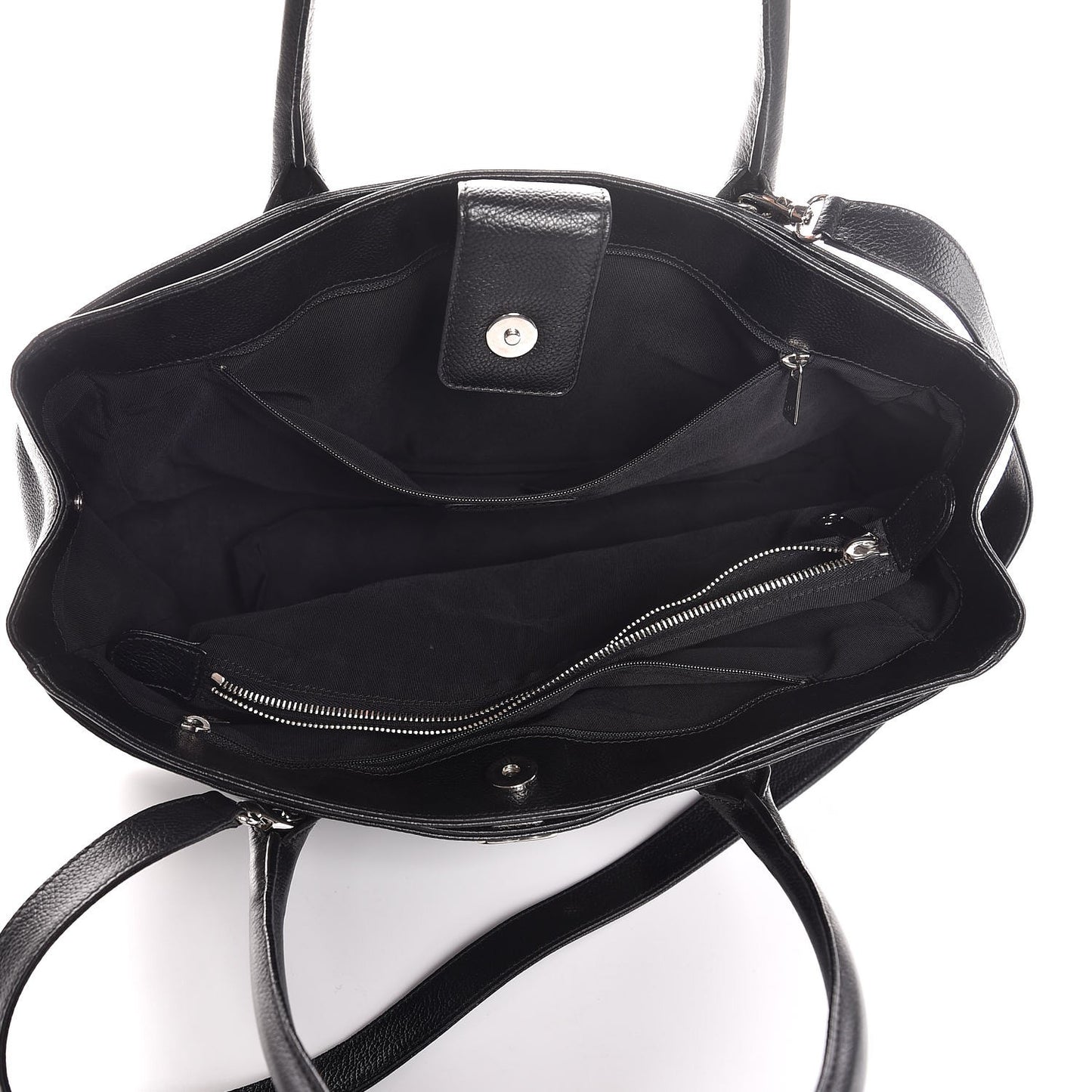 Calfskin Cerf Executive Shopper Tote Black