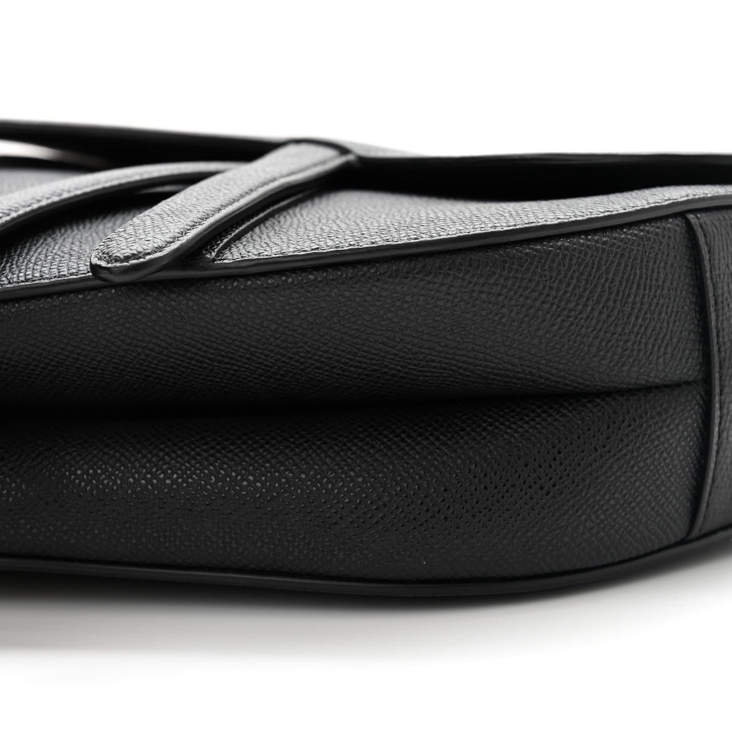 Grained Calfskin Saddle Bag With Strap Black
