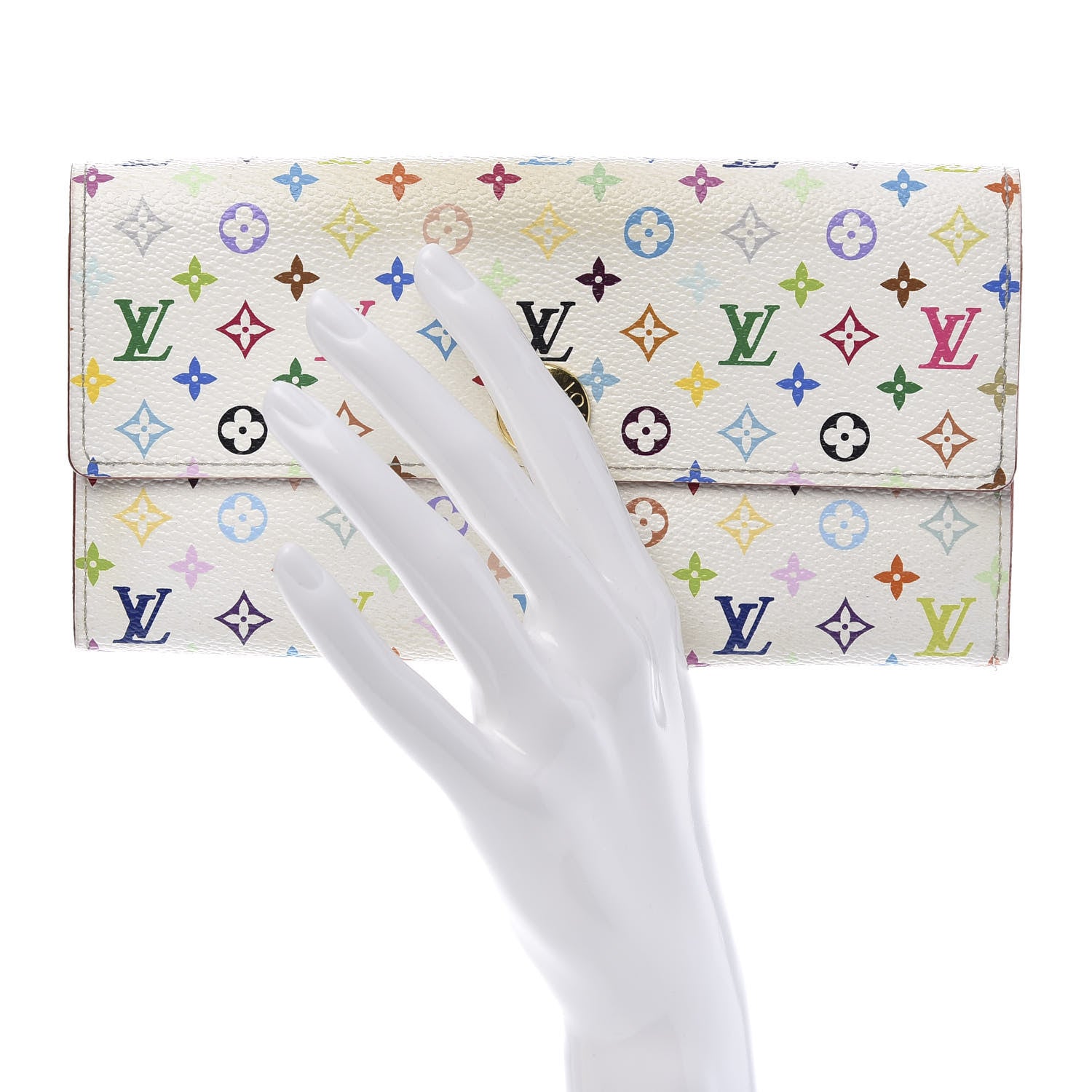 Louis Vuitton Monogram Multicolor Sarah Wallet White Litchi 2 of 11