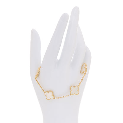 Van Cleef & Arpels 18K Yellow Gold Mother of Pearl 5 Motifs Vintage Alhambra Bracelet 2 of 7