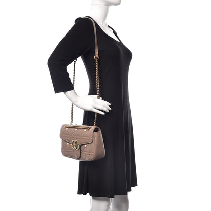 Gucci Calfskin Matelasse Studded Mini Pearly GG Marmont Shoulder Bag Porcelain Rose 2 of 9