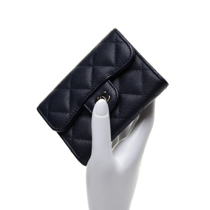 Chanel Caviar Quilted Flap Card Holder Wallet Navy Blue 2 of 9