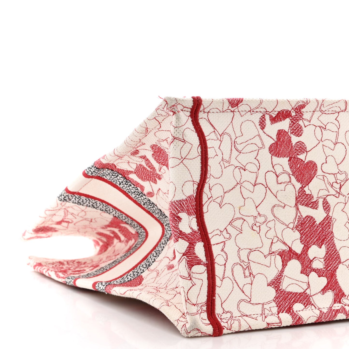 Canvas Embroidered Large Dioramour D-Royaume Book Tote Red Multicolor