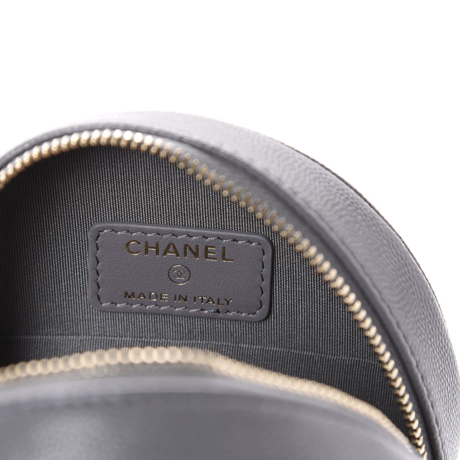 Chanel Caviar Quilted French New Wave Round Clutch With Chain Grey 7 of 10