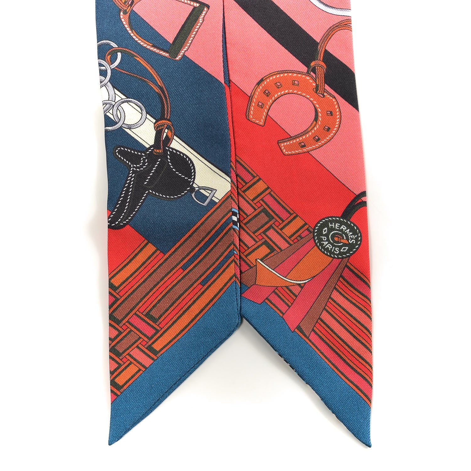 Hermes Silk Brides et Gris-Gris Twilly Ardoise Rouge Beige 5 of 5