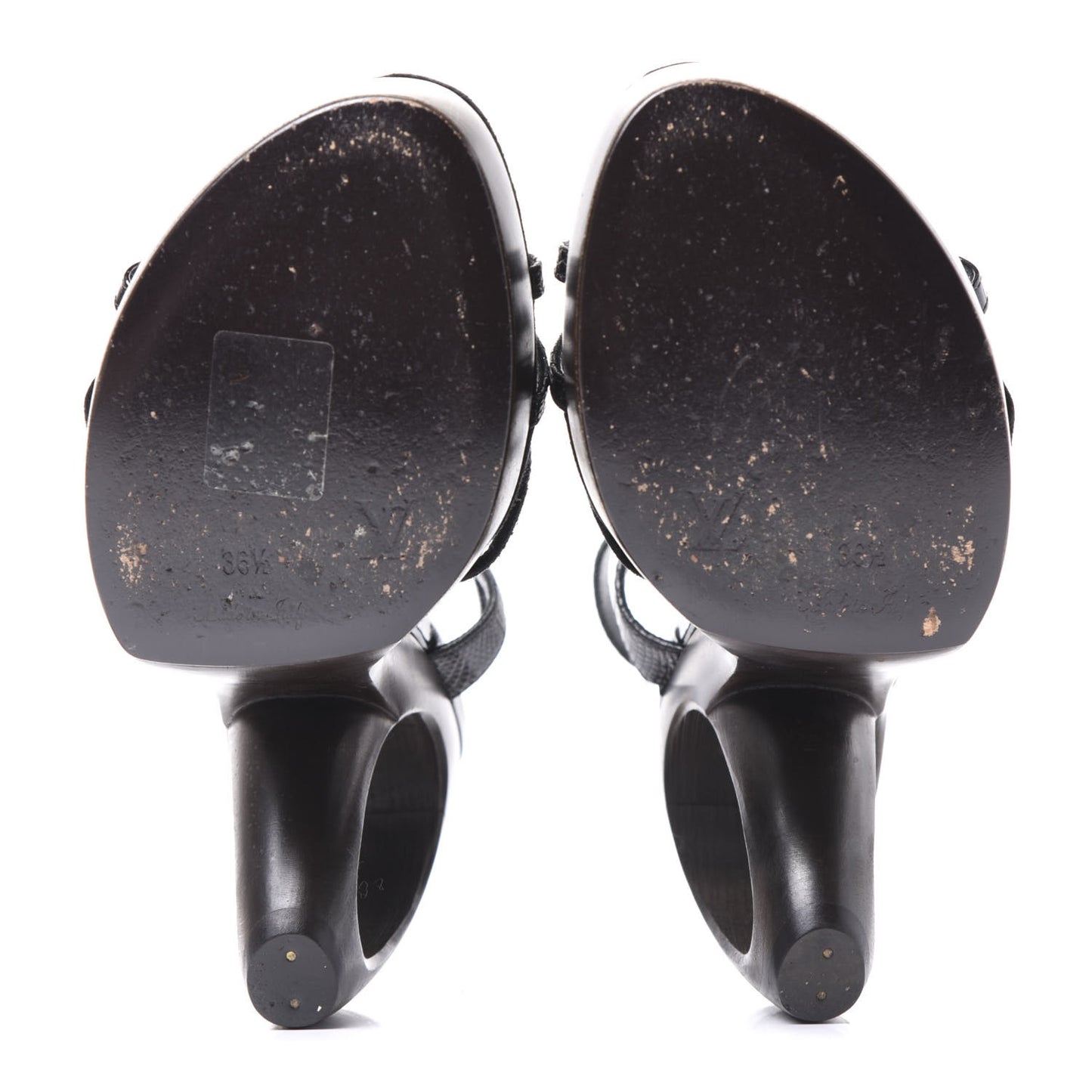Lizard Suede Sandals 36.5 Black