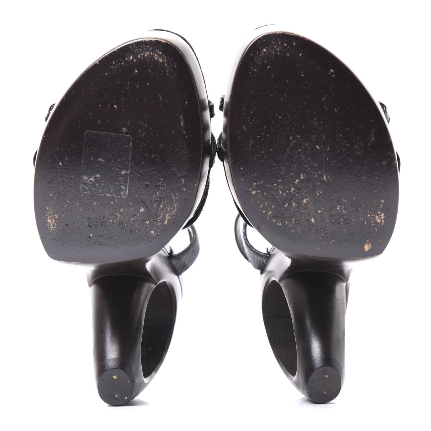 Louis Vuitton Lizard Suede Sandals 36.5 Black 5 of 8