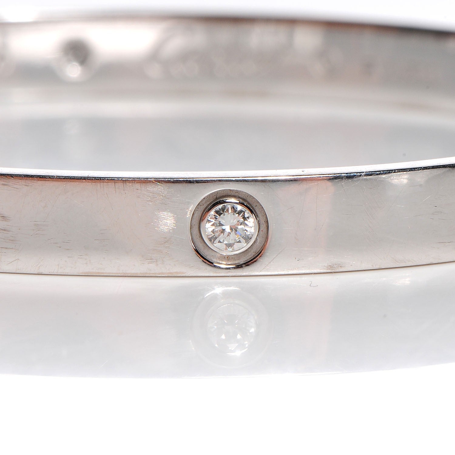 Cartier 18K White Gold 4 Diamond LOVE Bracelet 19 5 of 6