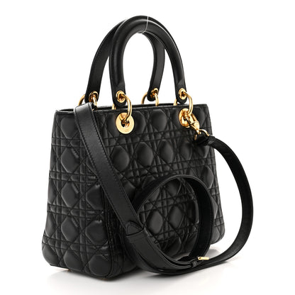 Christian Dior Lambskin Cannage Medium Lady Dior Black 3 of 11