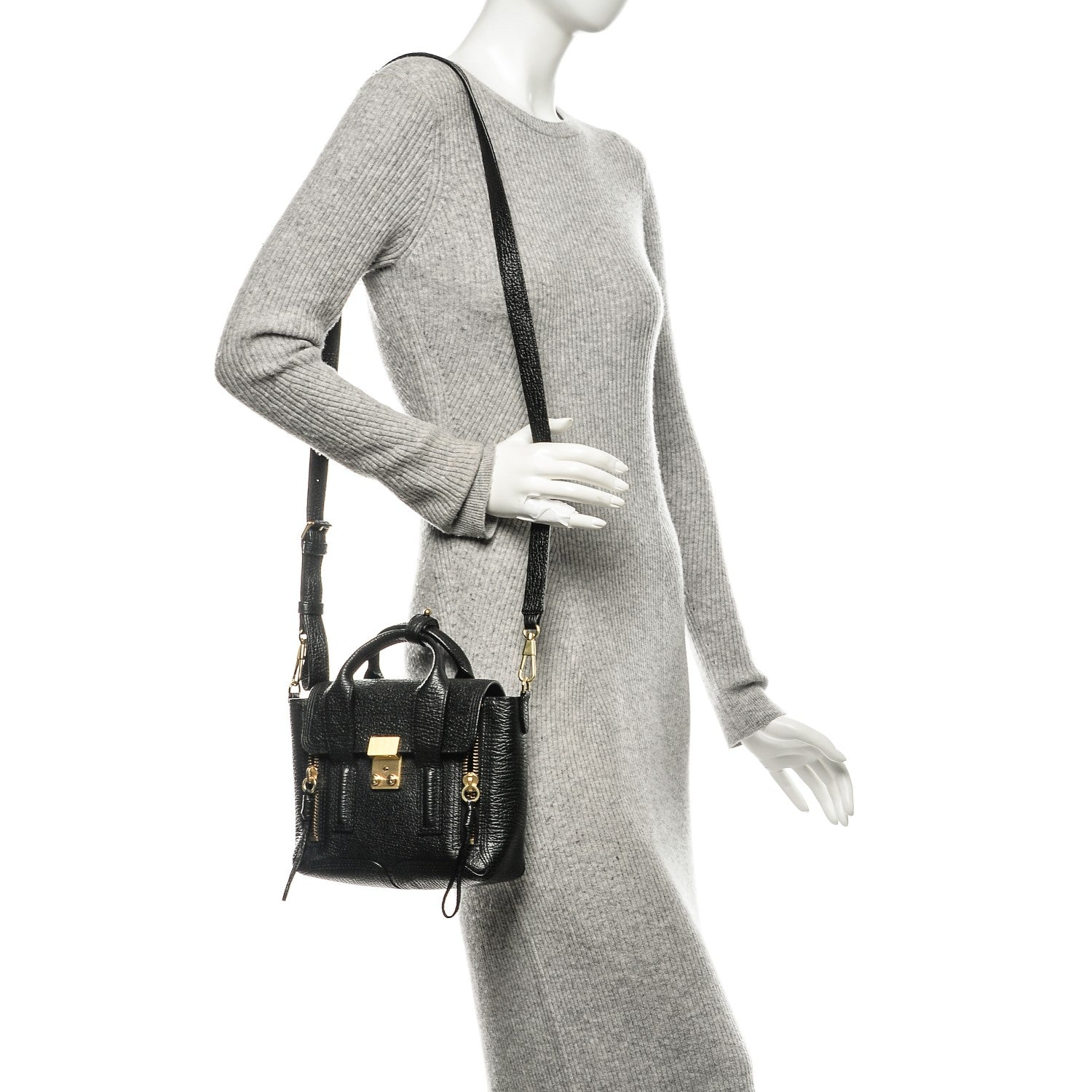 3.1 Phillip Lim 3.1 Textured Calfskin Mini Pashli Satchel Black 2 of 7