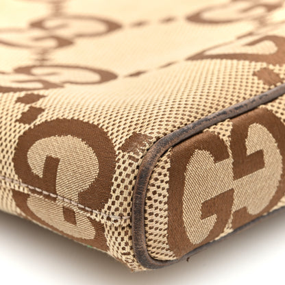 Gucci Monogram Jumbo GG Textured Dollar Calfskin Web Wristlet Messenger Bag Camel Ebony New Acero 9 of 10