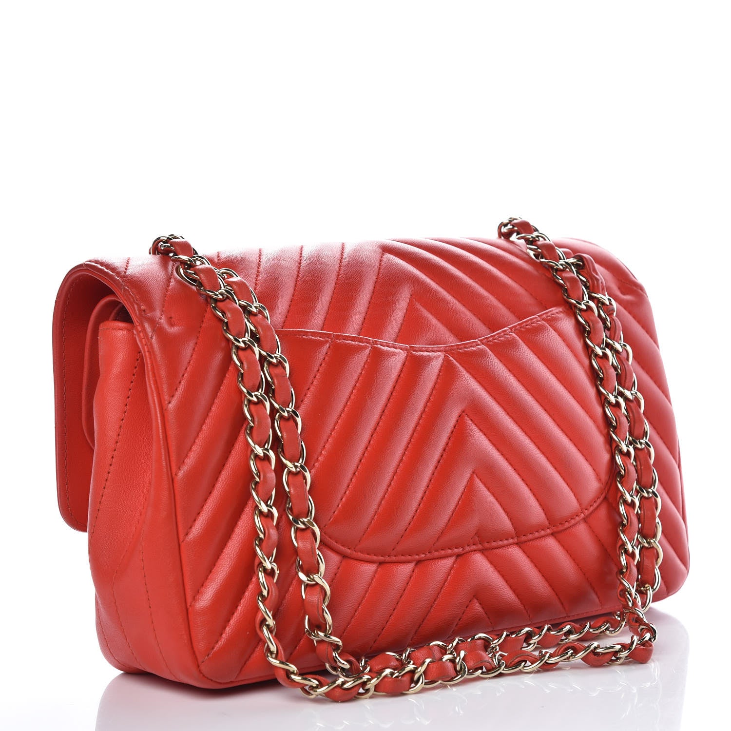 Chanel Lambskin Chevron Quilted Medium Double Flap Dark Red 3 of 13