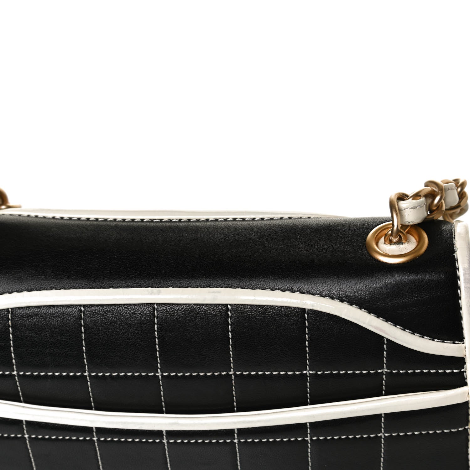 Chanel Caviar Square Stitched Small Flap Black White 17 of 19