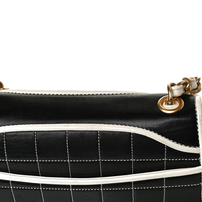 Chanel Caviar Square Stitched Small Flap Black White 17 of 19