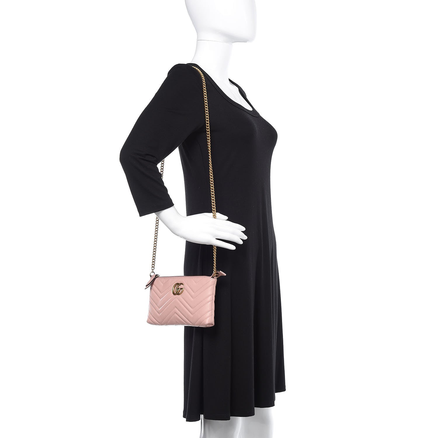 Gucci Calfskin Matelasse Mini GG Marmont Chain Bag Perfect Pink 2 of 10