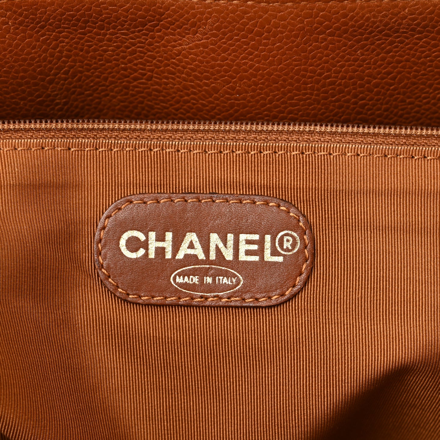 Caviar Large CC Shoulder Bag Light Brown