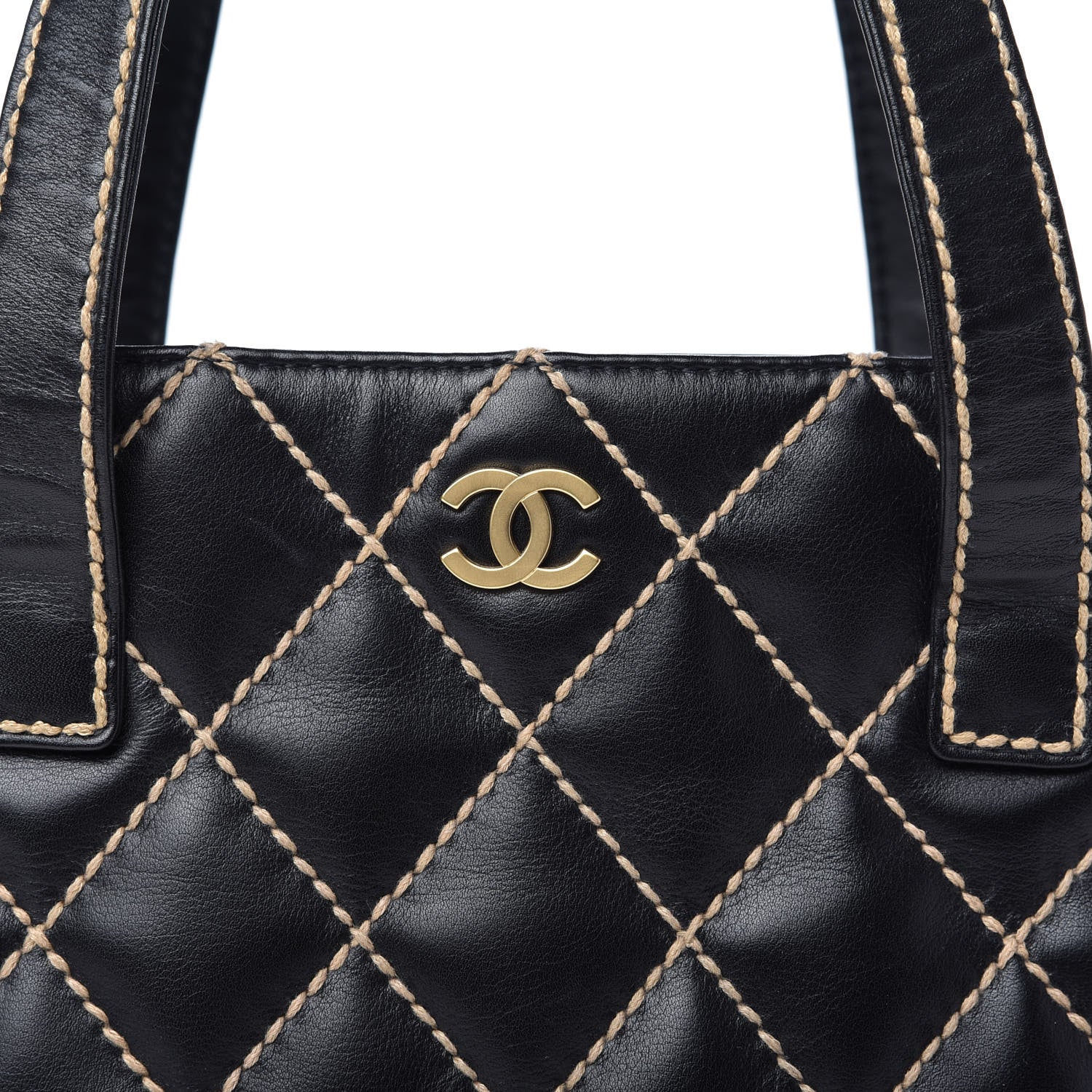 Chanel Calfskin Contrast Stitch Surpique Tote Black 10 of 10