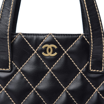 Chanel Calfskin Contrast Stitch Surpique Tote Black 10 of 10