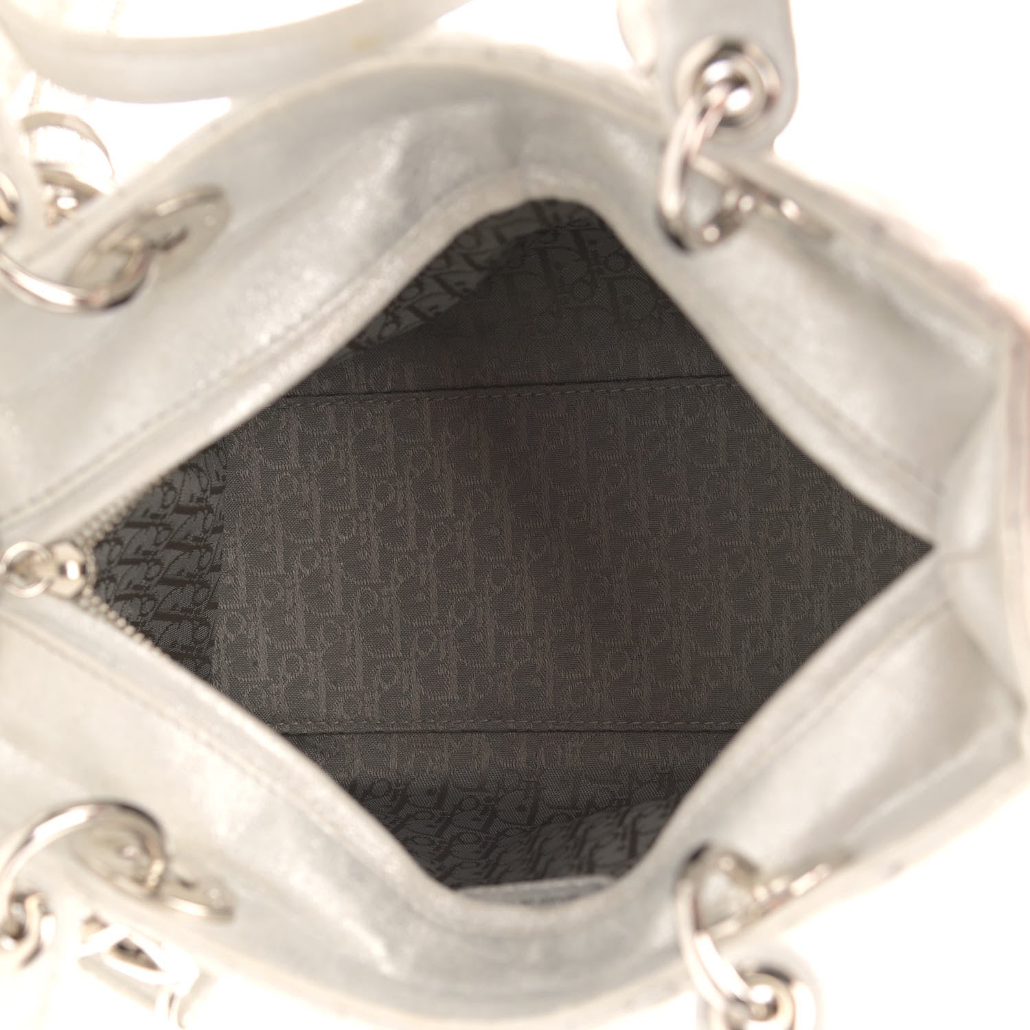 Christian Dior Metallic Lambskin Cannage Medium Lady Dior Silver 4 of 15