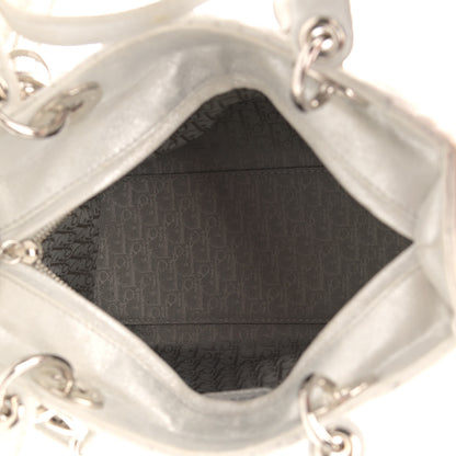 Christian Dior Metallic Lambskin Cannage Medium Lady Dior Silver 4 of 15