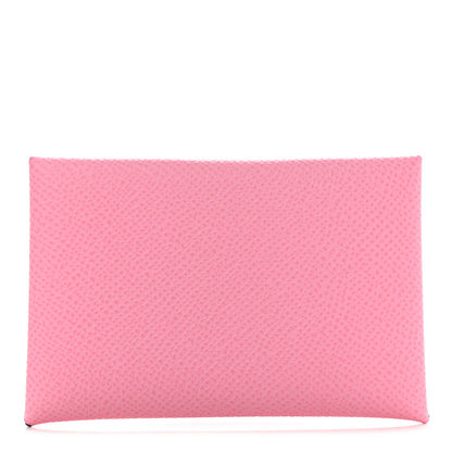 Hermes Epsom Calvi Card Case Rose Azalee 1 of 8