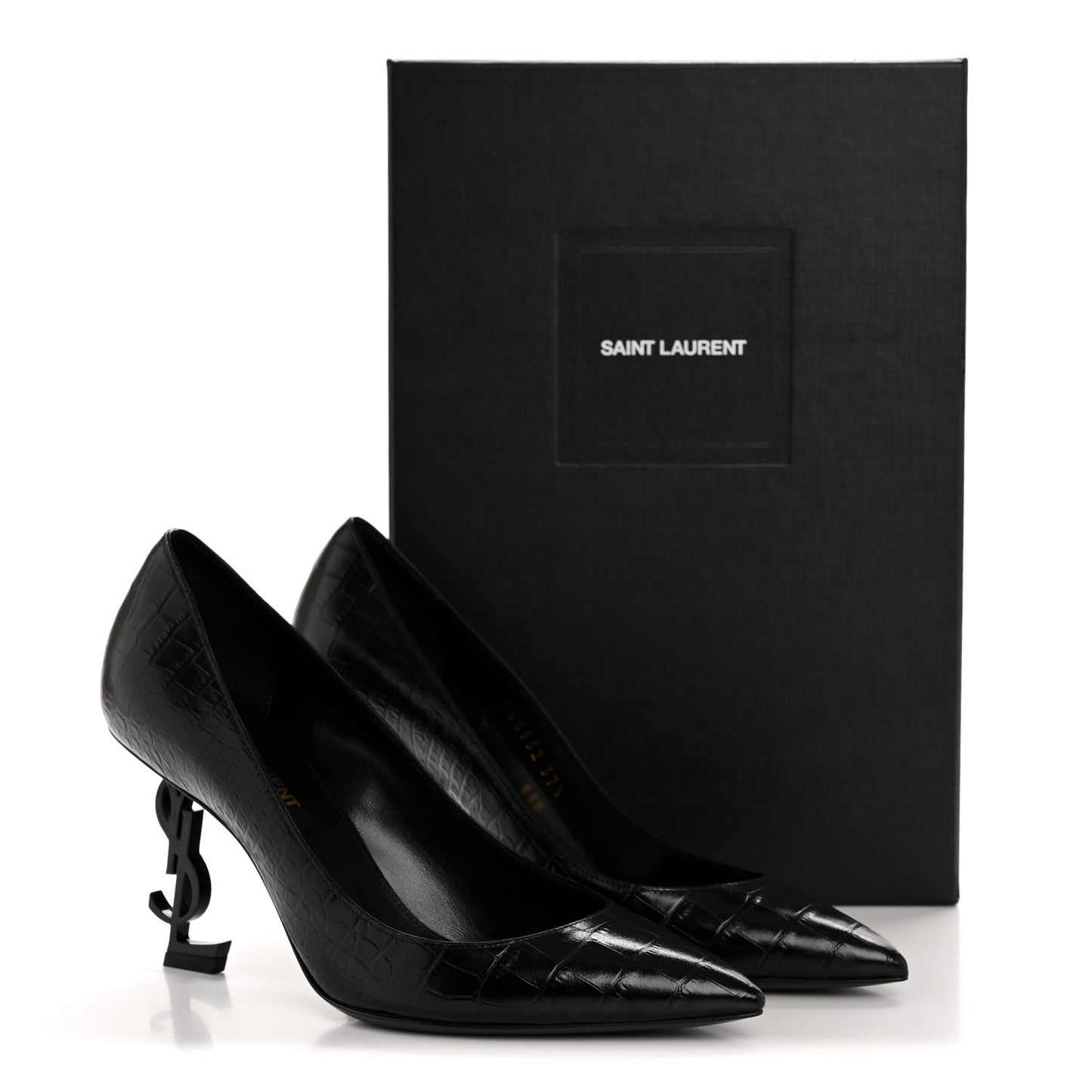 Calfskin Crocodile Embossed Opyum Pumps 37.5 Black