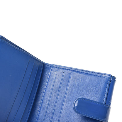 Chanel Patent Quilted Compact French Flap Wallet Blue 4 of 12