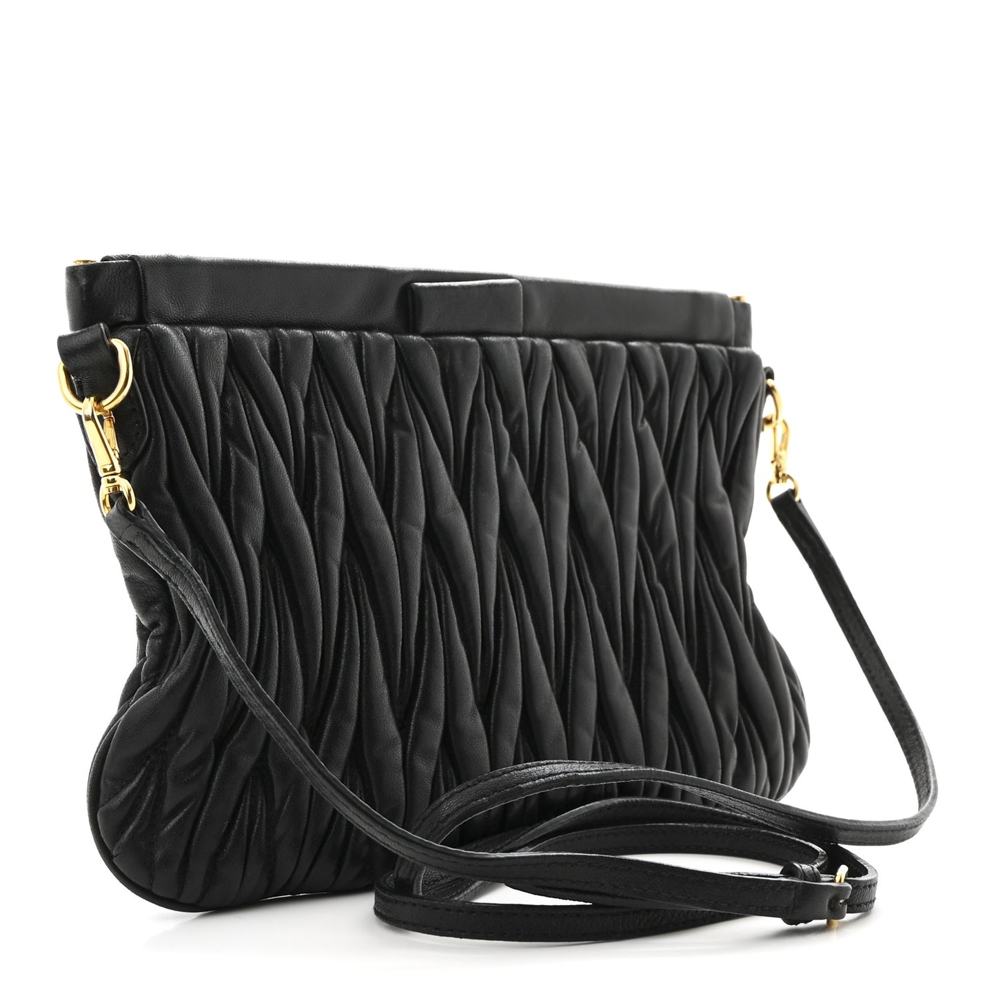 Nappa Matelasse Crossbody Clutch Black