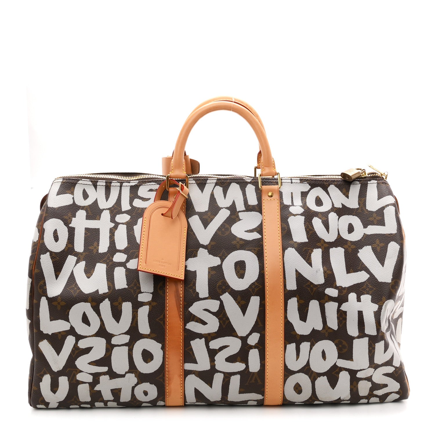 Louis Vuitton Monogram Graffiti Keepall 50 Silver 1 of 11