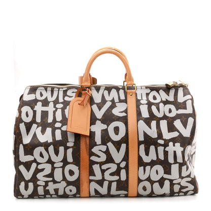 Louis Vuitton Monogram Graffiti Keepall 50 Silver 1 of 11