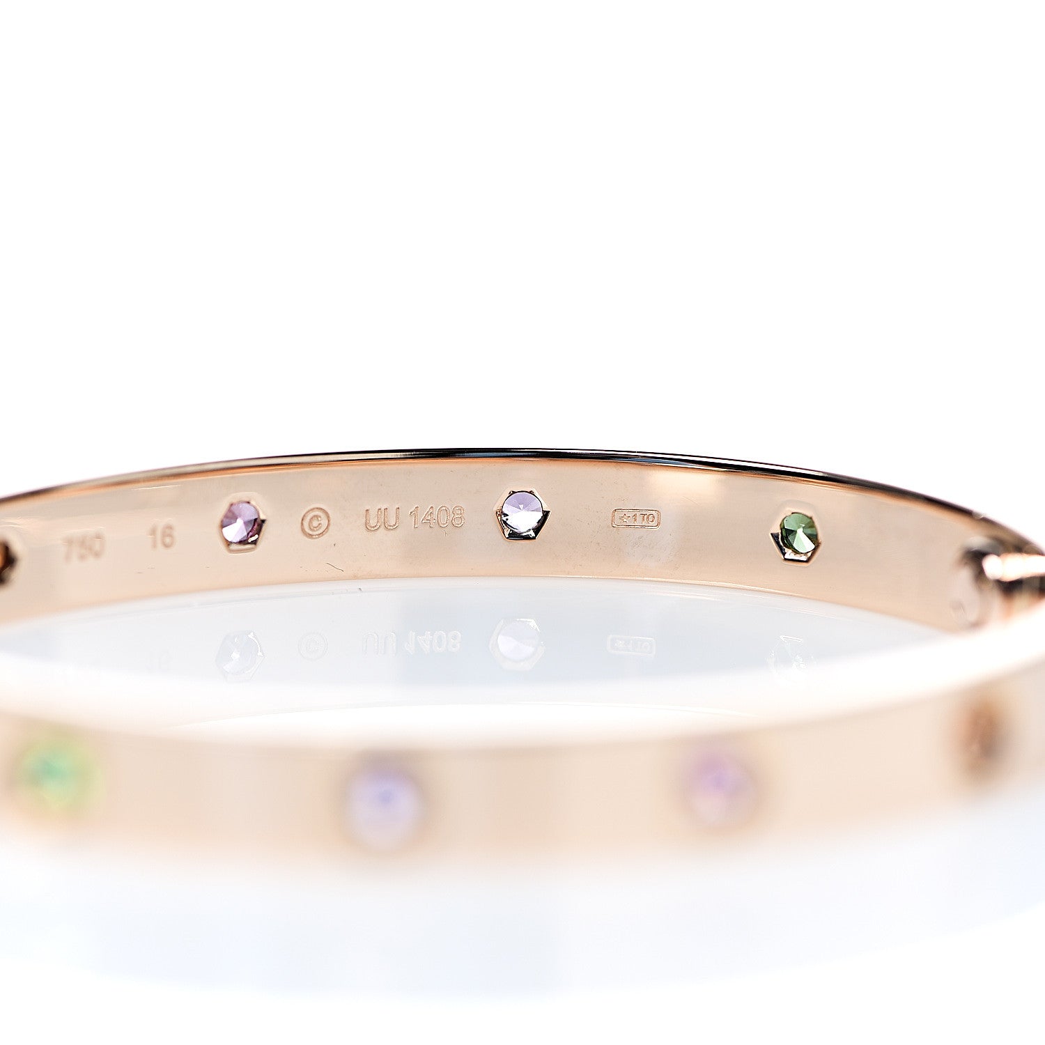 Cartier 18K Pink Gold Sapphire Garnet Amethyst LOVE Bracelet 16 5 of 7