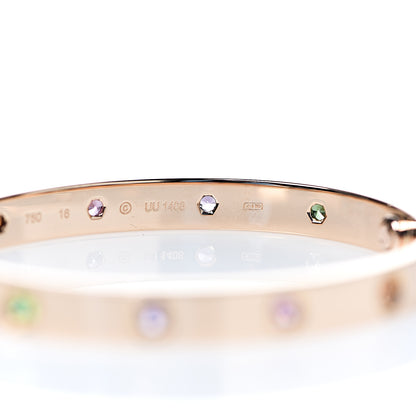 Cartier 18K Pink Gold Sapphire Garnet Amethyst LOVE Bracelet 16 5 of 7