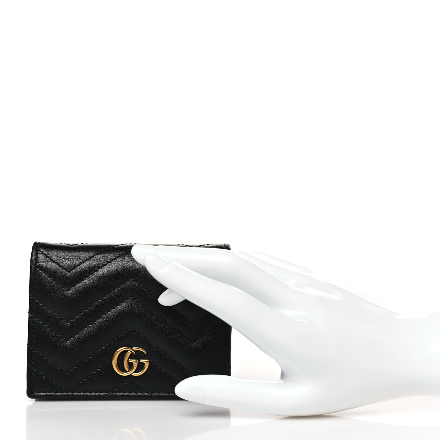 Calfskin Matelasse GG Marmont Card Case Wallet Black