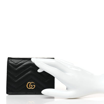 Gucci Calfskin Matelasse GG Marmont Card Case Wallet Black 2 of 7