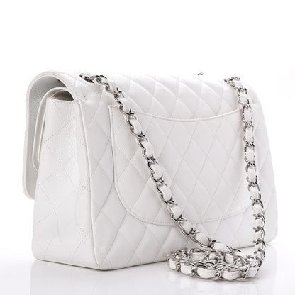 Chanel Caviar Quilted Jumbo Double Flap White 3 of 7