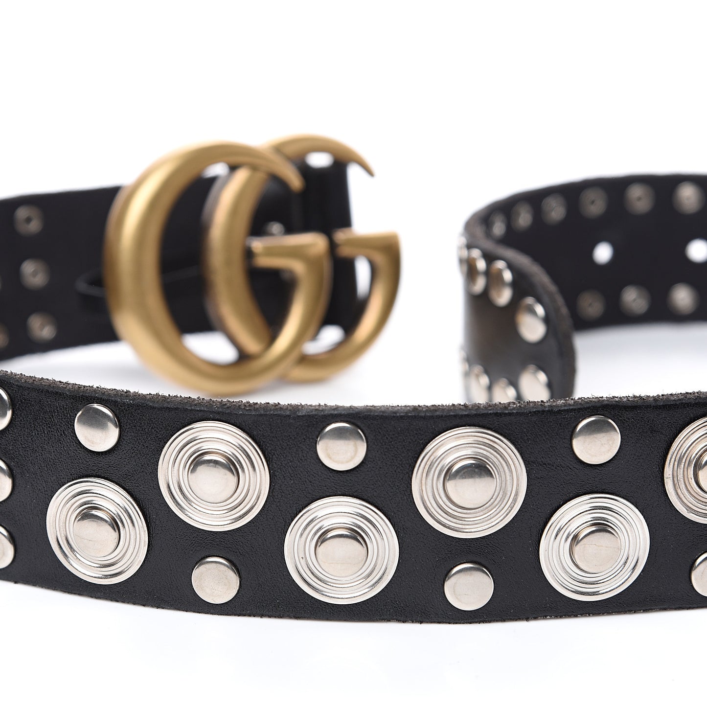 Calfskin Studded Double G 40mm Belt 70 28 Black
