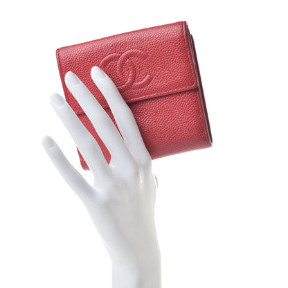 Chanel Caviar Timeless CC Compact French Wallet Dark Pink 2 of 15