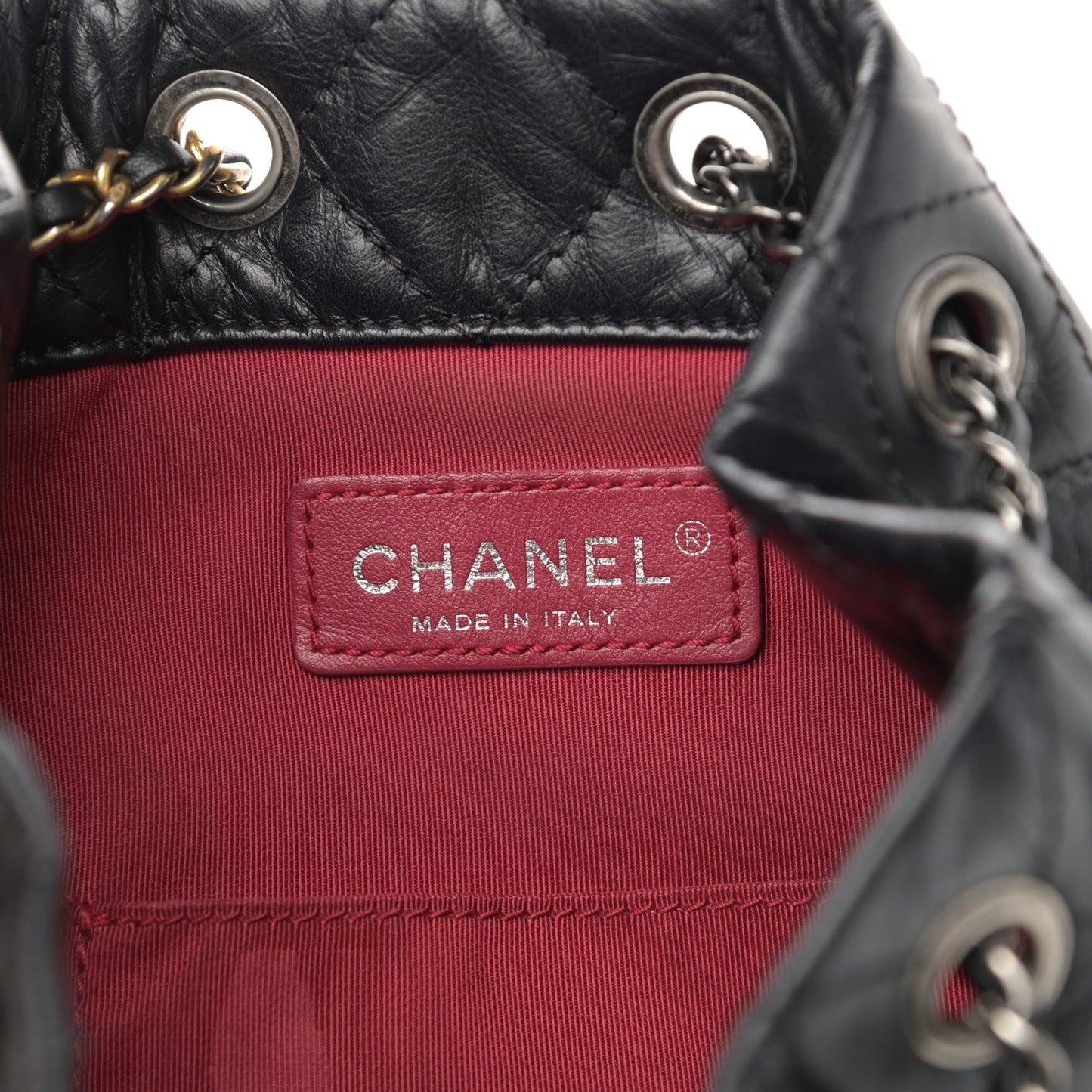 Aged Calfskin Quilted Small Gabrielle Backpack Black